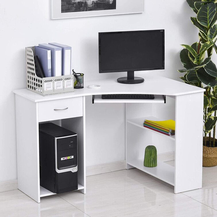 Small l shaped on sale desk white